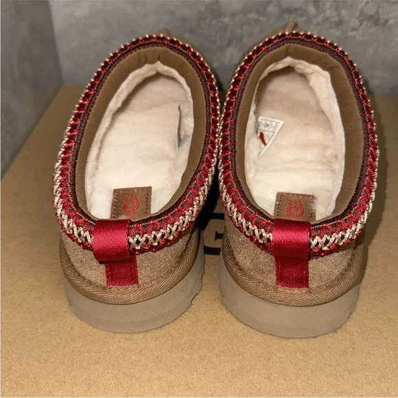 UGG Brown Suede Slip-Ons with Red Accent - Picture 3 of 5